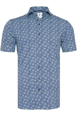 R2 Amsterdam R2 Hemd Shortsleeve Druck Dunkelblau Größe S