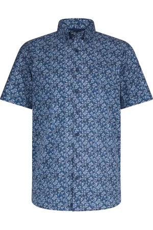 State of art Short Sleeve Hemd Leafs Navy Dunkelblau Größe M