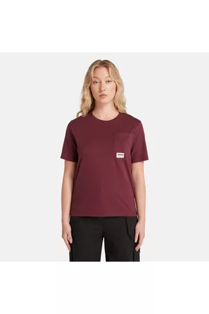 Timberland Damen Shirts - T-shirt Mit Abgeschrägter Tasche Für Damen In Burgunderrot Burgunderrot, Größe XL