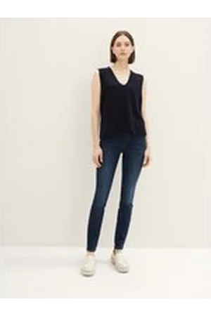 TOM TAILOR Damen TTALEXA Skinny Jeans, blau, Uni, Gr. 27/32, baumwolle