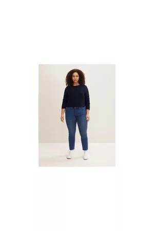 TOM TAILOR Damen Plus Size - Slim Jeans, blau, Uni, Gr. 44, baumwolle