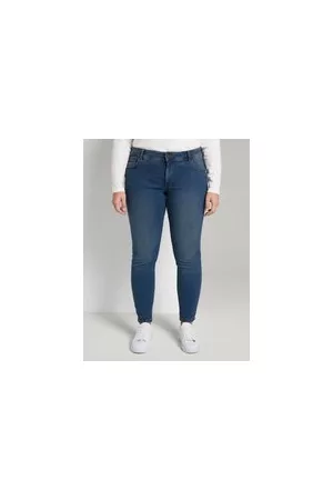 TOM TAILOR Damen Plus Size - Skinny Jeans, blau, Uni, Gr. 46, baumwolle