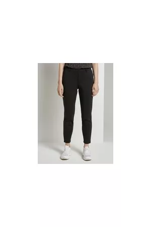 TOM TAILOR Damen Relaxed Fit Hose mit elastischem Bund, schwarz, Uni, Gr. L, polyester