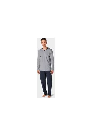 TOM TAILOR Herren Pyjama-Set aus Baumwolle, blau, Uni, Gr. 52/L, baumwolle