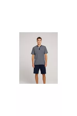 TOM TAILOR Herren Pyjama-Set aus Baumwolle, blau, Meliert, Gr. 56/XXL, baumwolle