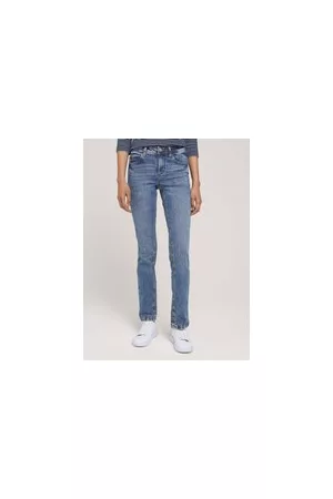 TOM TAILOR Damen TTALEXA Straight Jeans mit Bio-Baumwolle, blau, Uni, Gr. 28/32, biobaumwolle