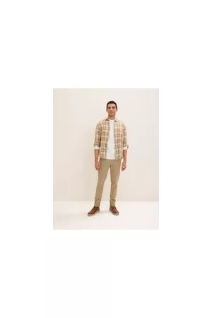 TOM TAILOR Herren Stretch Chino Slim, grün, Uni, Gr. 38/34, baumwolle