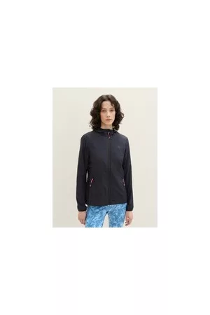 TOM TAILOR Damen Sport-Funktionsjacke, schwarz, Uni, Gr. XS, polyamid