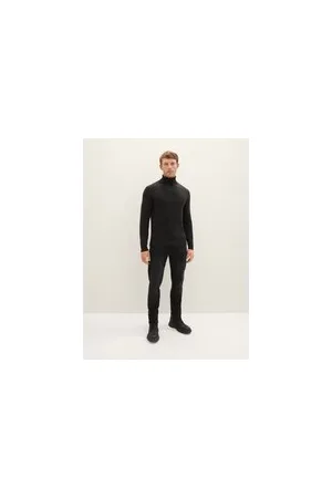 TOM TAILOR Herren TTJOSH Regular Slim Jeans, schwarz, Uni, Gr. 38/34, baumwolle
