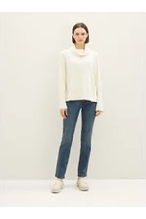 TOM TAILOR Damen TTALEXA Straight Jeans, blau, Uni, Gr. 29/32, baumwolle