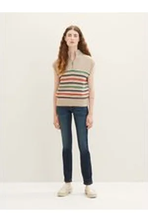 TOM TAILOR Damen TTALEXA Straight Jeans, blau, Uni, Gr. 29/32, baumwolle