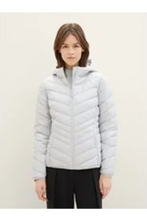 TOM TAILOR Damen Lightweight Jacke mit recyceltem Polyester, grau, Uni, Gr. XL, polyester