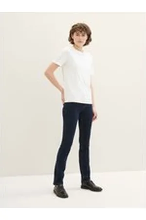 TOM TAILOR Damen TTALEXA Straight Jeans, blau, Uni, Gr. 27/32, baumwolle