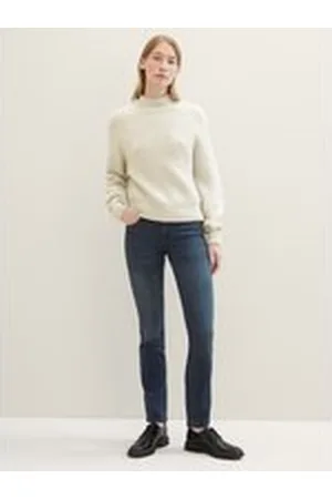 TOM TAILOR Damen TTALEXA Straight Jeans, blau, Uni, Gr. 27/32, baumwolle