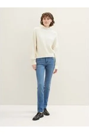 TOM TAILOR Damen TTALEXA Straight Jeans, blau, Uni, Gr. 26/32, baumwolle
