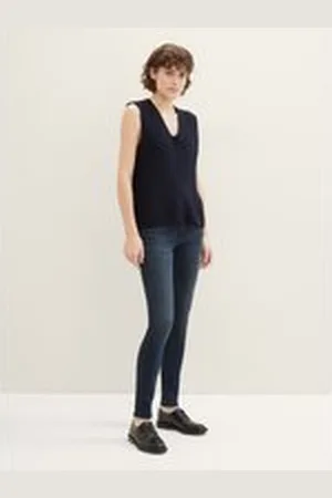 TOM TAILOR Damen TTALEXA Skinny Jeans, blau, Uni, Gr. 28/32, baumwolle