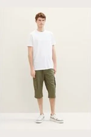 TOM TAILOR Herren Bermudashorts mit Print, grün, Print, Gr. 30, baumwolle
