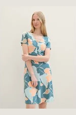 TOM TAILOR Damen Jerseykleid, grün, Gemustert, Gr. 34, viskose