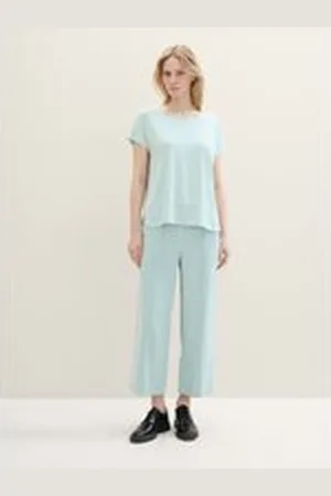 TOM TAILOR Damen Culotte Hose, blau, Uni, Gr. 44/28, viskose