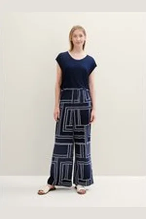 TOM TAILOR Damen Loose Palazzo Hose, blau, Gr. 40/32, viskose