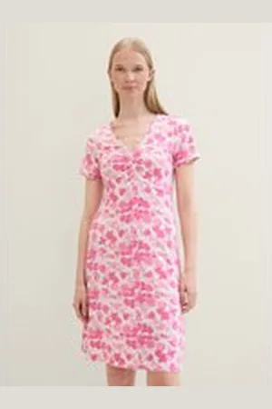 TOM TAILOR Damen Jerseykleid, rosa, Gemustert, Gr. 36, viskose