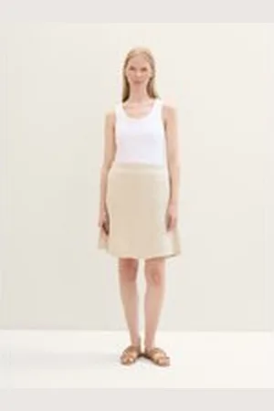 TOM TAILOR Damen Cargo Rock mit Leinen, beige, Uni, Gr. 36, leinen