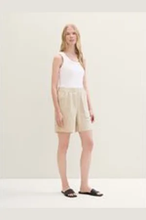 TOM TAILOR Damen Bermuda mit Leinen, braun, Uni, Gr. 36, leinen