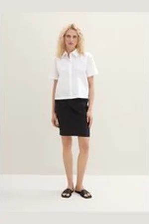 TOM TAILOR Damen Chino Rock, schwarz, Uni, Gr. 36, baumwolle