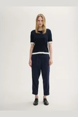 TOM TAILOR Damen Loose Fit Hose mit TENCEL™ Lyocell, blau, Uni, Gr. 36/28