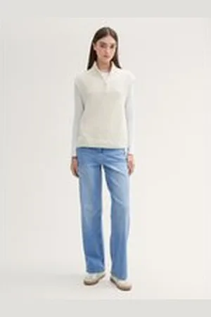 TOM TAILOR Damen Wide Leg Jeans mit recycelter Baumwolle, blau, Uni, Gr. S, baumwolle