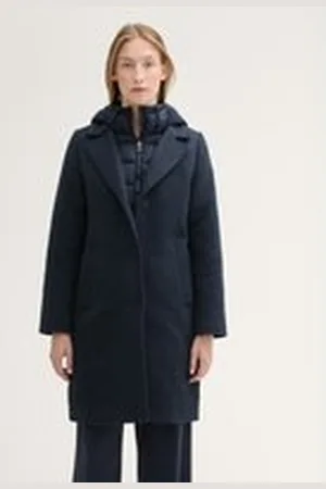 TOM TAILOR Damen 2-in-1 Look Wintermantel, blau, Uni, Gr. XL, polyester