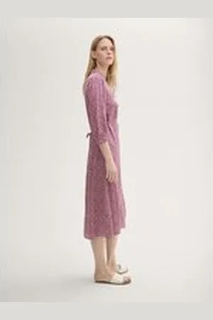 TOM TAILOR Damen Print Midi Kleid aus fließender Viskose, rosa, Gemustert, Gr. 36