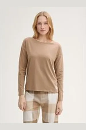 TOM TAILOR Damen Pyjama-Set mit Karomuster, braun, Kariert, Gr. M/38