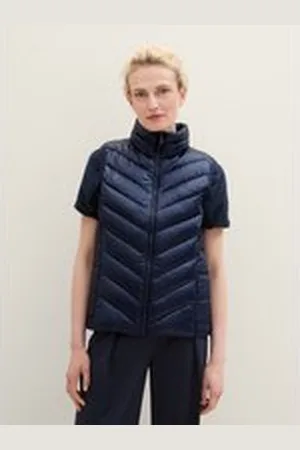 TOM TAILOR Damen Leichte Steppweste, blau, Uni, Gr. S, polyamid