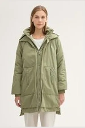 TOM TAILOR Damen Wasserabweisender Winterparka, grün, Uni, Gr. XXL, polyester