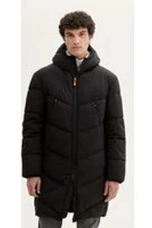 TOM TAILOR Herren Wasserabweisender Pufferparka, schwarz, Uni, Gr. S, polyester