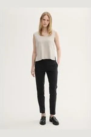 TOM TAILOR Damen TTMIA Slim Hose, schwarz, Uni, Gr. 34/30, baumwolle