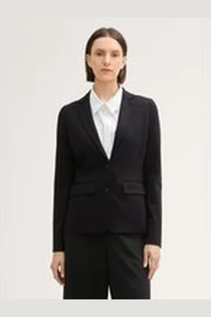 TOM TAILOR Damen Kurzblazer aus Jersey, schwarz, Uni, Gr. XS, viskose