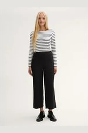 TOM TAILOR Damen Cropped Culotte Hose, schwarz, Uni, Gr. 36/28, polyester