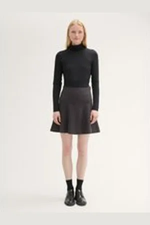 TOM TAILOR Damen Skater-Rock mit LENZING™ ECOVERO™, grau, Uni, Gr. XXL, viskose_lenzing_ecovero