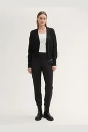 TOM TAILOR Damen Loose Fit Hose, schwarz, Uni, Gr. 40/28, polyester_recycelt