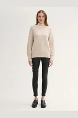 TOM TAILOR Damen Cropped Treggings Hose, schwarz, Uni, Gr. 44/28, viskose