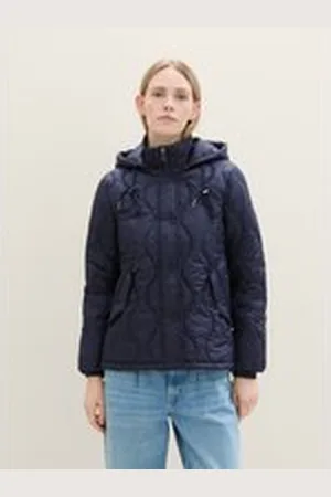 TOM TAILOR Damen Leichte Jacke mit Kapuze, blau, Uni, Gr. XXL, polyester