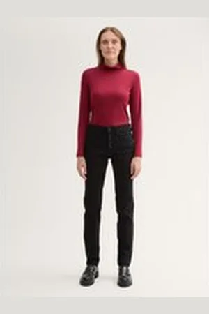 TOM TAILOR Damen TTKATE Slim Jeans mit Knopfleiste, schwarz, Uni, Gr. 26/30, baumwolle