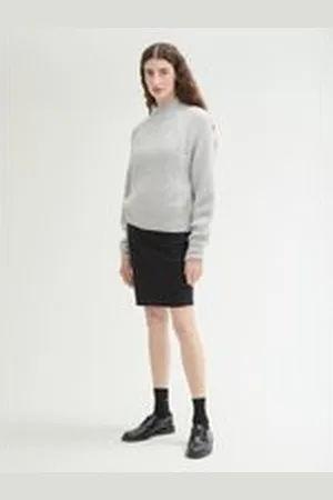 TOM TAILOR Damen Rock mit Coating, schwarz, Uni, Gr. 34, viskose