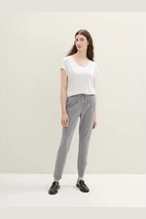 TOM TAILOR Damen Lässige Stoffhose, grau, Uni, Gr. 42/32, viskose