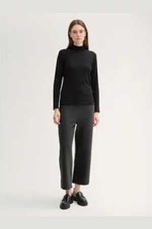 TOM TAILOR Damen Cropped Culotte Hose, grau, Meliert, Gr. L, baumwolle