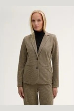 TOM TAILOR Damen Jacquard Blazer, braun, Gemustert, Gr. M, polyester