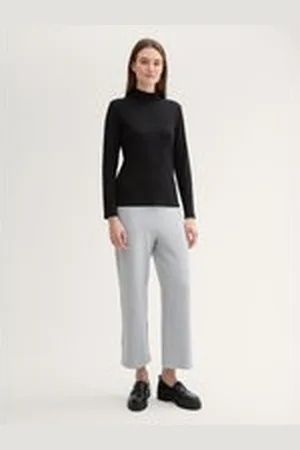 TOM TAILOR Damen Cropped Culotte Hose, grau, Meliert, Gr. XL, baumwolle