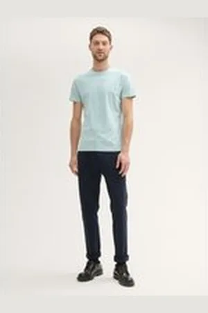 TOM TAILOR Herren TTTRAVIS Slim Chino Hose aus Piqué Jersey, blau, Uni, Gr. 31/32, polyester